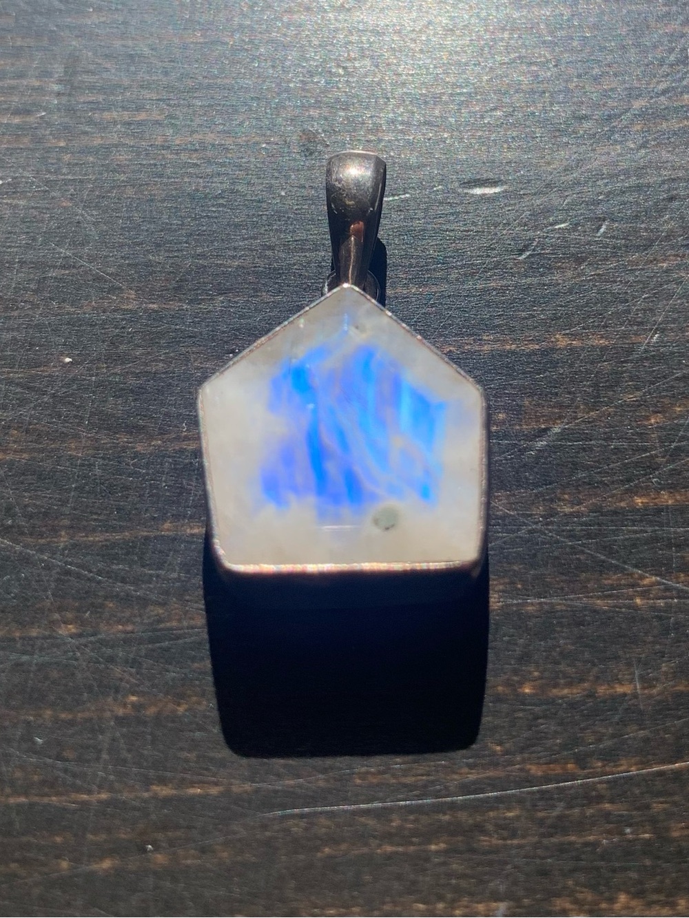 Handcrafted Moonstone Blue Flash Pentagonal Pendant